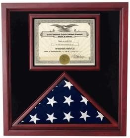 Large Flag and Certificate Display Case, This Case Will Hold The Burial Flag from a Military Funeral, The Case is Cherry Wood.Fast Shipping,Top Qulaty Flag case