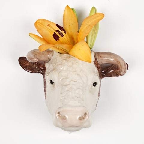 QUAIL CERAMICS HEREFORD BULL WALL VASE