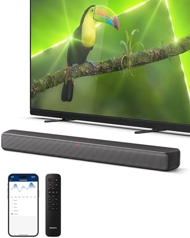 PHILIPS B5109 Sound Bar for TV, 2.0 Channel Sound,DTS Virtual:X,Dolby Digital Plus,BT LE Audio,EQ Effects,Night Mode,Easy Setup, EasyLINK,Roku TV Ready,Remote/APP Control,Darkgrey