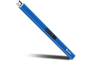 SUPRUS Fluorescent Lighter Glows in The Dark Electric Lighter Candle Lighter Rechargeable USB Arc lighters with Safety Lock Windproof Flameless Plasma for Candle BBQ Camping (Blue)