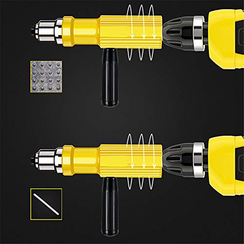 USHOT Electric Rivet Nut Gun Riveting Tool Cordless Riveting Drill Adapter Insert Nut, Yellow