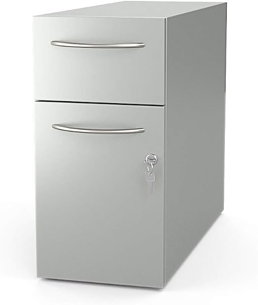 Amazon Com Direction Modern Slim 2 Drawer Mini Filing Cabinet For Home And Office 18 25in H X 22in D X 9in W Silver White Silver Kitchen Dining