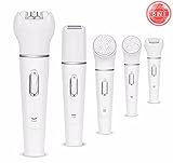 Women Electric Shaver , Callus Remover 5 in 1 for Bikini Hair Removal Epilator Women Shaver Callus Remover Face Cleansing Brush Facial Massager Rechargable Beauty Tool