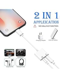 Adaptador de conector de auriculares Dongle para iPhone Xs Xs Max XR 8 8 Plus X 7 7 Plus Adaptador a conector de 3,5 mm Accesorios de carga para el automóvil Cables y conector de audio 2 en 1 Adaptador de divisor de auricular Compatible con todo