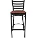 Flash Furniture HERCULES Series Black Ladder Back Metal Restaurant Barstool - Burgundy Vinyl Seat