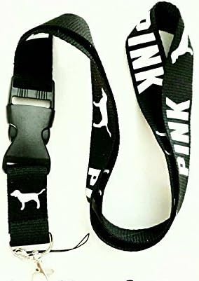 Victoria's secret love pink lanyard Key Chain Neck Strap with Dogs (Black/White)