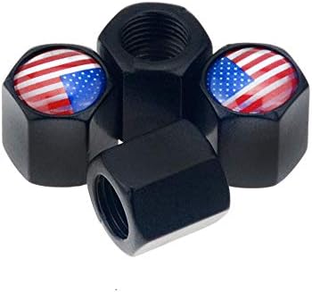 American Flag Valve Stem Cap equipped key chain dust-proof Air Caps Cover For Cars, Trucks, Bikes, Motorcycles, Bicycles (black)