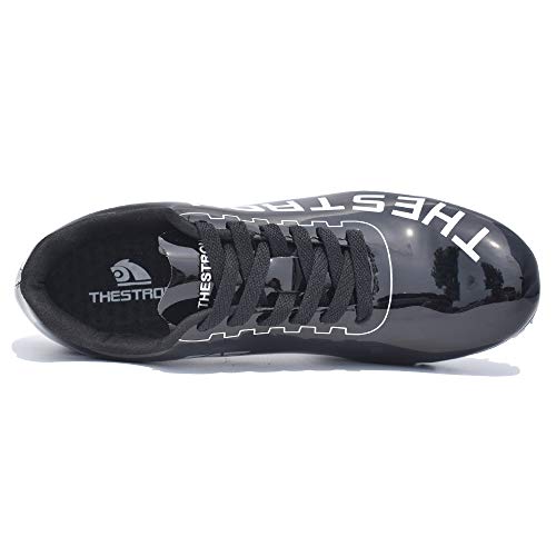 THESTRON Track Shoes Spikes Mens Womens Distance Running Sneakers Athletic Sprinting Track and Field Racing Shoes with Spikes Boys Girls … Black