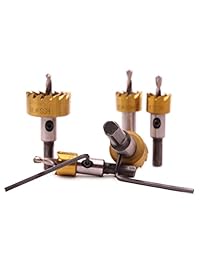 Kit GORCHEN de juego de 5 fresas de titanio con carburo HSS para corte de orificios en madera, plástico, metal blando