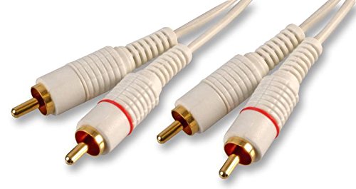 Pro Signal 2x Phono (RCA) Male to 2x Male Lead, 3m White – Gold-Plated Connectors for Audio – PSG02877