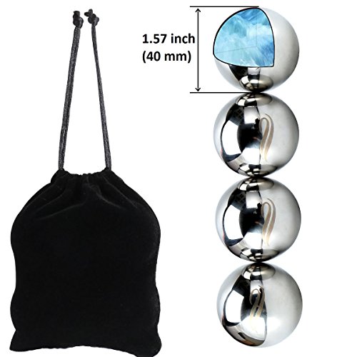 image for Unique Solution Reusable Stainless Steel Globe Ice Cubes -Set of 4 Big