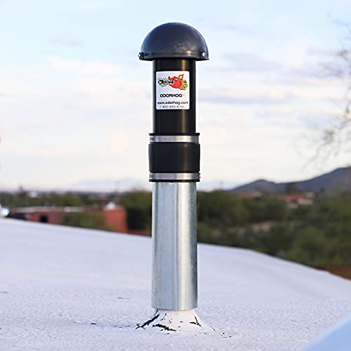 OdorHog Vent Stack Pipe Filter 4 Sizes, Black ABS with Mushroom Cap