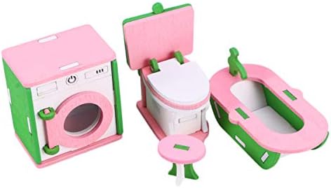 Toyvian Wooden Doll House Furniture Wood Miniature Bathroom