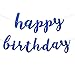 Navy Blue Royal Blue Glittery Happy Birthday Banner Bunting for Boy Birthday Party Baby Shower Anniversary Celebrations Decorations