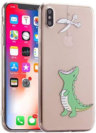 Keyihan iPhone XR (6.1") Case Cover Funny Cute Comic Pattern Ultra Thin Slim Lightweight Clear Transparent Soft TPU Bumper Slim Fit for Apple iPhone XR (2018 Release)(Crocodile Green)