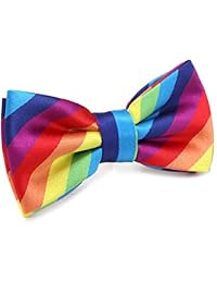 Mens Striped Pre-tied Bow Ties,Rainnbow Adjustable Tuxedo Bowtie For Boy With Multiple Colors,By Fortunatever(11'-18')