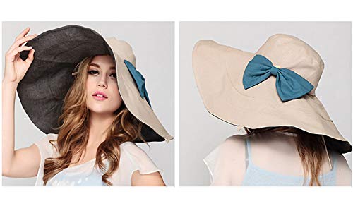 MaitoseTM Women's UV Sun Protection Beach Wide Brim Fishing Hat Beige - Thumbnail 3
