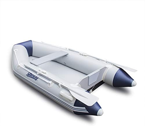 UBOWAY 2 or 4 Person Inflatable Dinghy/Boat/Raft Fishing Raft Set with Inflatable Bottom Floor and Alumium Oars,Support Install Engine
