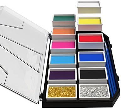Face Paint Kit – Body Paint Set – 2018 Premium Model – Non-Toxic &amp; Hypoallergenic – Easy to Apply &amp; Remove – Professional Face Painting Kit for Kids &amp; Adults – Leakproof Dry Glitters