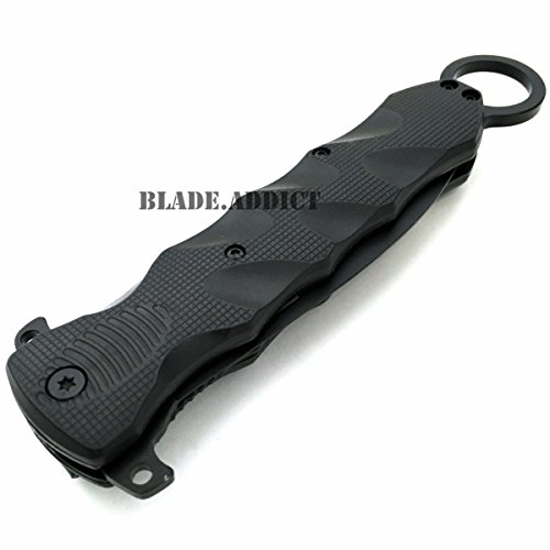 10" Black Combat Tactical Spring Assisted Open Folding Dagger Style Pocket Knife