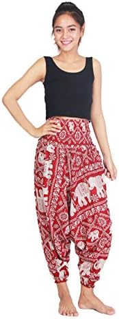 Chinrada Shop Women's Aladdin Harem Jumpsuit Smocked Waist Circle Pants