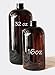 32 oz Amber Plastic PET Plastic Bottle with Black Hand Lotion Pump and Kraft Labels (3)