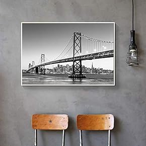 Floating Framed Canvas Wall Art for Living Room, Bedroom Black and White Building Canvas Prints for Home Decoration Ready to Hang - 16x24 inches