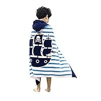 JAMORGANIC Hooded Towels for Kids | Hooded Baby Towel Soft & Absorbent | 100% Cotton Kids Towels with Hood | Kids Bath Towel for Boy After Bath, Beach or Swim | 24" (L) X 48" (W) (Pirate)