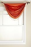 Stylemaster Tribeca Faux Silk Grommet Waterfall Valance with Beaded Trim, Mandarin, 36 by 37-Inch