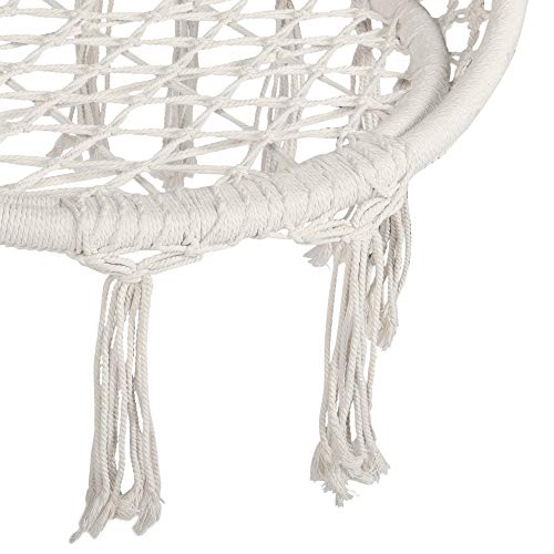 Ribelli Hängesessel, Hängestuhl, beige für die Deckenmontage mit Halteseilen und bequemen Sitzkissen Ø62 cm – Bild 4