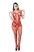 Deksias Fishnet Bodystocking Plus Size Crotchless Bodysuit Lingerie for Women (Plus Size, red)