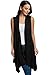 Meaneor Women's Sleeveless Asymetric Hem Open Front Drape Cardigan Sweater Vest Black XL