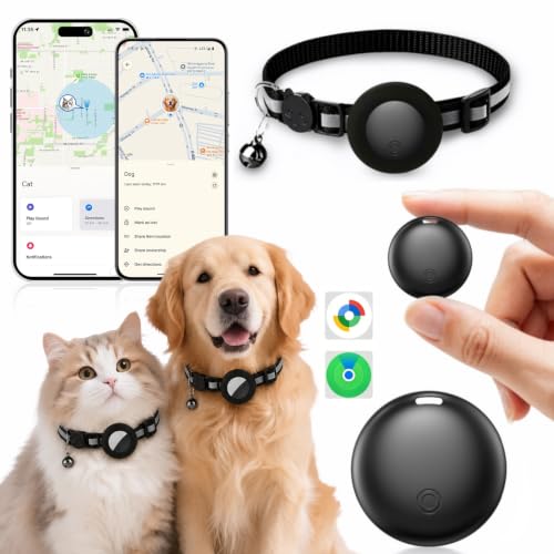 Traceur GPS pour Chat et Chien, Collier GPS Chat Chien sans Abonnement, Collier Localisateur Chien Traceur Compatible iOS et Android avec IP67 Étanche, Pour Chiens et Chats et Autres (noir)