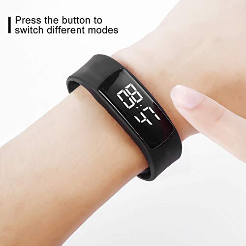 iGANK T6 Pedometer Watch Simple Fitness Tracker Walking Pedometers Step Counter Calorie Counter for Kids Women Men,No App Required (Black)
