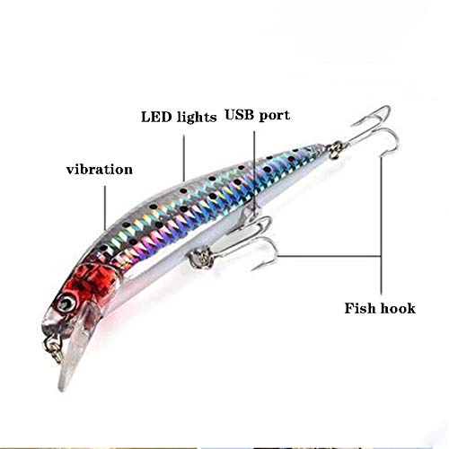 L-meiqun, Leurres Usb Rechargeable Led Bionic Appât Appât Clignotant Appât Appât électrique De Vie Comme Vibrer Pêche…