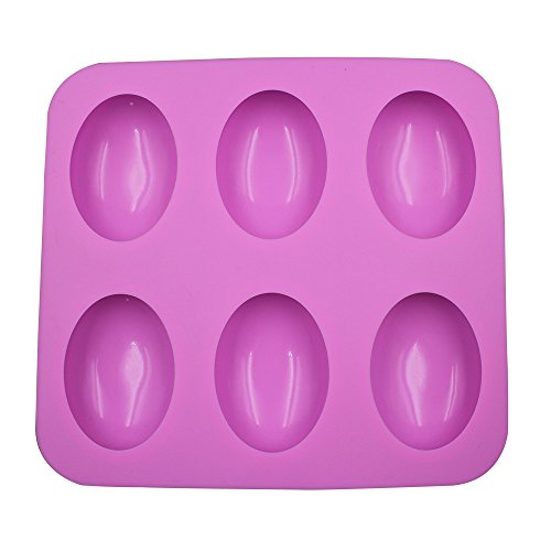 BAKER DEPOT silicone Mold For Handmade Soap 6 Cavity Goose egg Design Pink Color