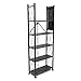 Origami 6 Tier Classic Stamped Metal Storage Shelves for Books, Decor, Vinyl Records, and Garage Organization and Storage, Black
