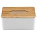 Yosooo Bamboo Tissue Box Modern Look Rectangular Paper Holder Boxes for Bathroom Dining Table Bedroom Storage Organizer(Rectangle), 21cm x 13cm x 9.8cm