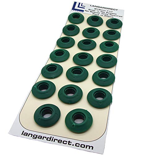Langard - Pack of 20 Eyelets - 12 mm - Dark Green - Easy to Install, snap on and Push in