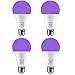 Escolite 7.5W UV LED Black Light Bulbs, A19 E26/E27 Medium Base Black light Bulb Glow in Dark, UVA Level 395-400nm, UV Light Blub for Blacklight Party, Body paints, Fluorescent Poster, Wedding(4 Pack)