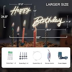 DIVATLA 66"/39" Extra Large Happy Birthday Neon