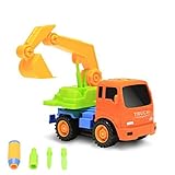 Packfun Take-A-Part Toy Vehicle Excavator Friction Powered Kit Truck Tools Sets Inertia Engineering Construction Building Truck Fun Educational Toys for Kids