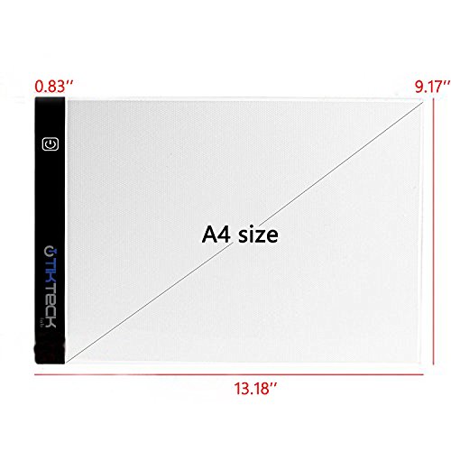 Ultra-Thin Portable LED Light Box Tracer w 3 Level Brightness 7500K USB Power Cable Dimmable Brightness Artcraft Tracing Light Pad for Drawing, Sketching, Animation, 5D Diamond Painting (A4)