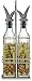 Gourmia GVD9990 Oil and Vinegar Dispenser Set - Elegant Square Design, Easy Flow Dual Drip-Free Spouts for Controlled Flow – Steel Wire Table and Counter Stand Holder