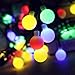 Colored lights Outdoor Globe String Lights with Remote Control, 50 LED Patio lights Waterproof Battery Powered string lights for Xmas Tree Party Patio Garden Wedding, 18 Ft, 8 Lighting Modes, Colored