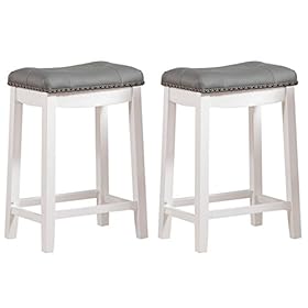 Angel Line Cambridge bar stools, 24" Set of 2, White with Gray Cushion 41oPtah9q1L. SS280
