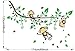 Lovely Jungle Monkey Wall Sticker Monkey Dancing on Tree Branch Nursery Wall Decal