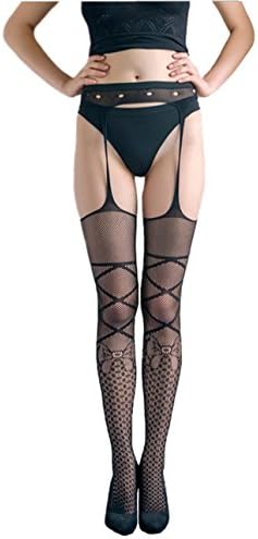 Toys Shop Women's Sexy Garter Belt with Lace Top Sheer Thigh-High Stockings (Black)