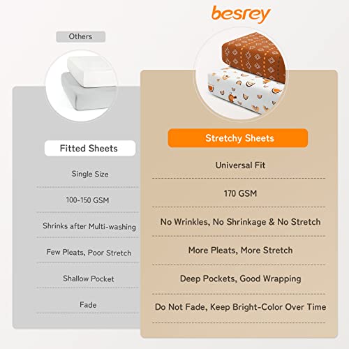 Besrey Pack N Play Sheets, Premium Stretch Fitted Portable Mini Cribs