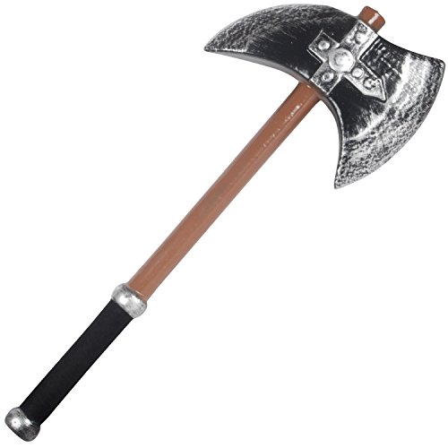 Star Power Adult LARP Heavy Foam Barbarian Battle Axe, Black Brown Silver, 23"